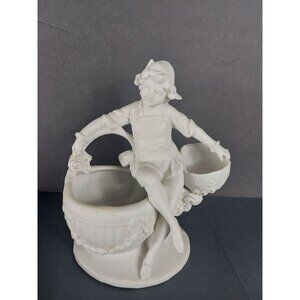 Fine Antique Bisque Colonial Child Figurine w/ Baskets